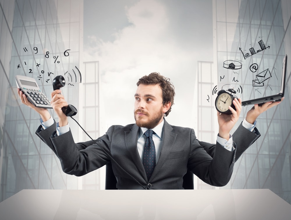 Multitasking businessman